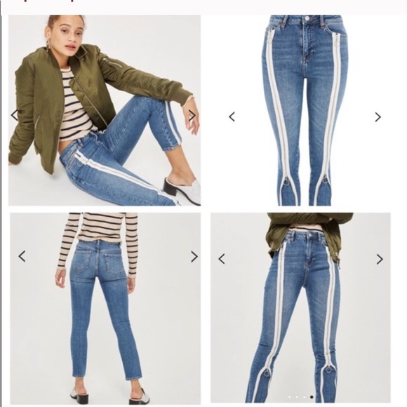 Top Shop Straight Moto Jeans NWT - Picture 2 of 4